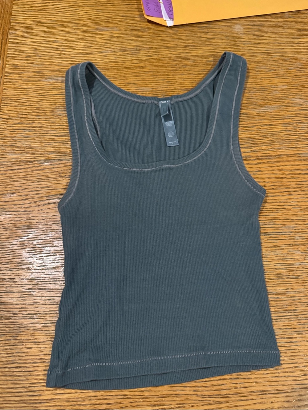 SKIMS blue ribbed tank